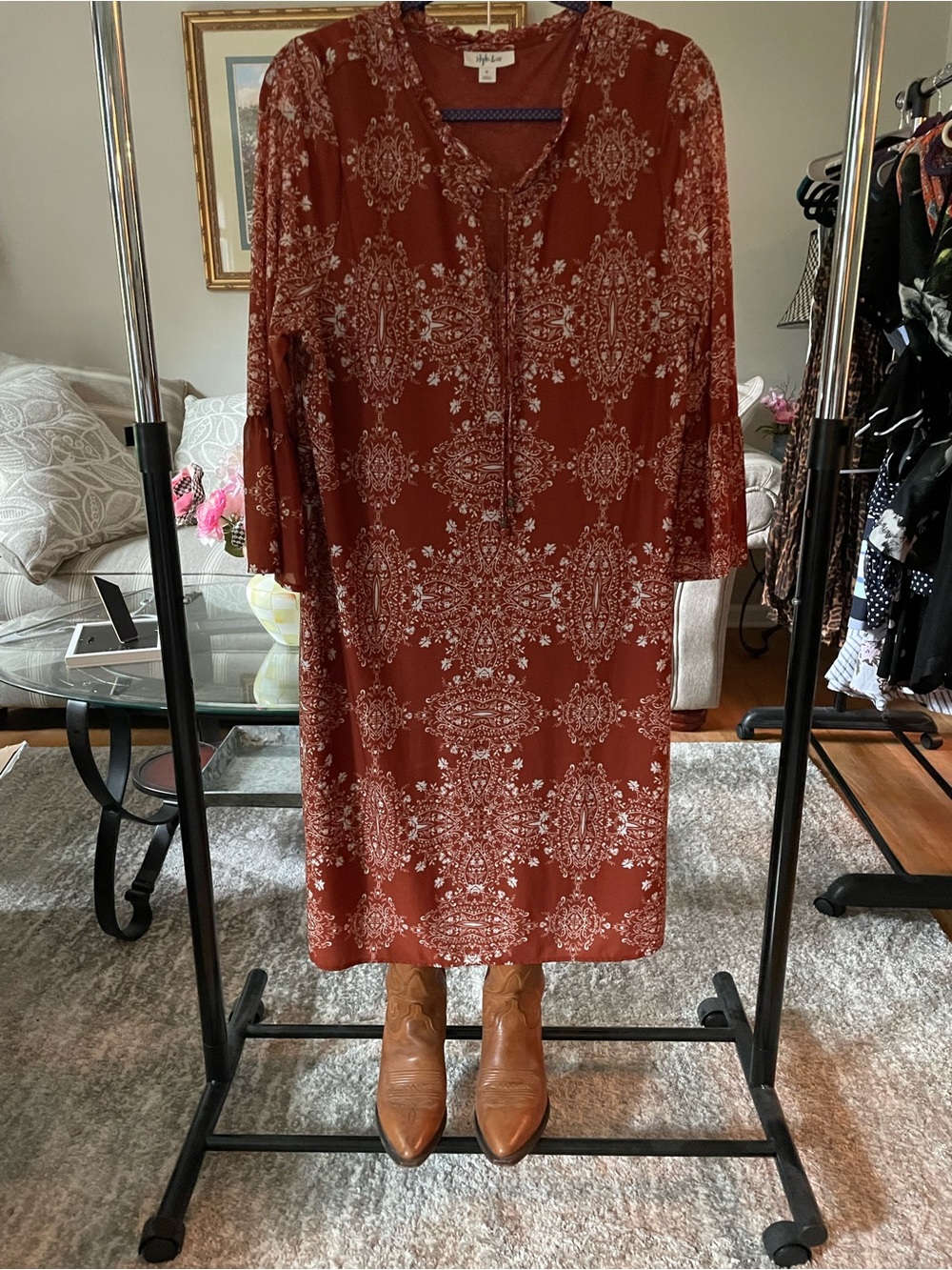 Style & Co. Rust Paisley Midi Shift Dress